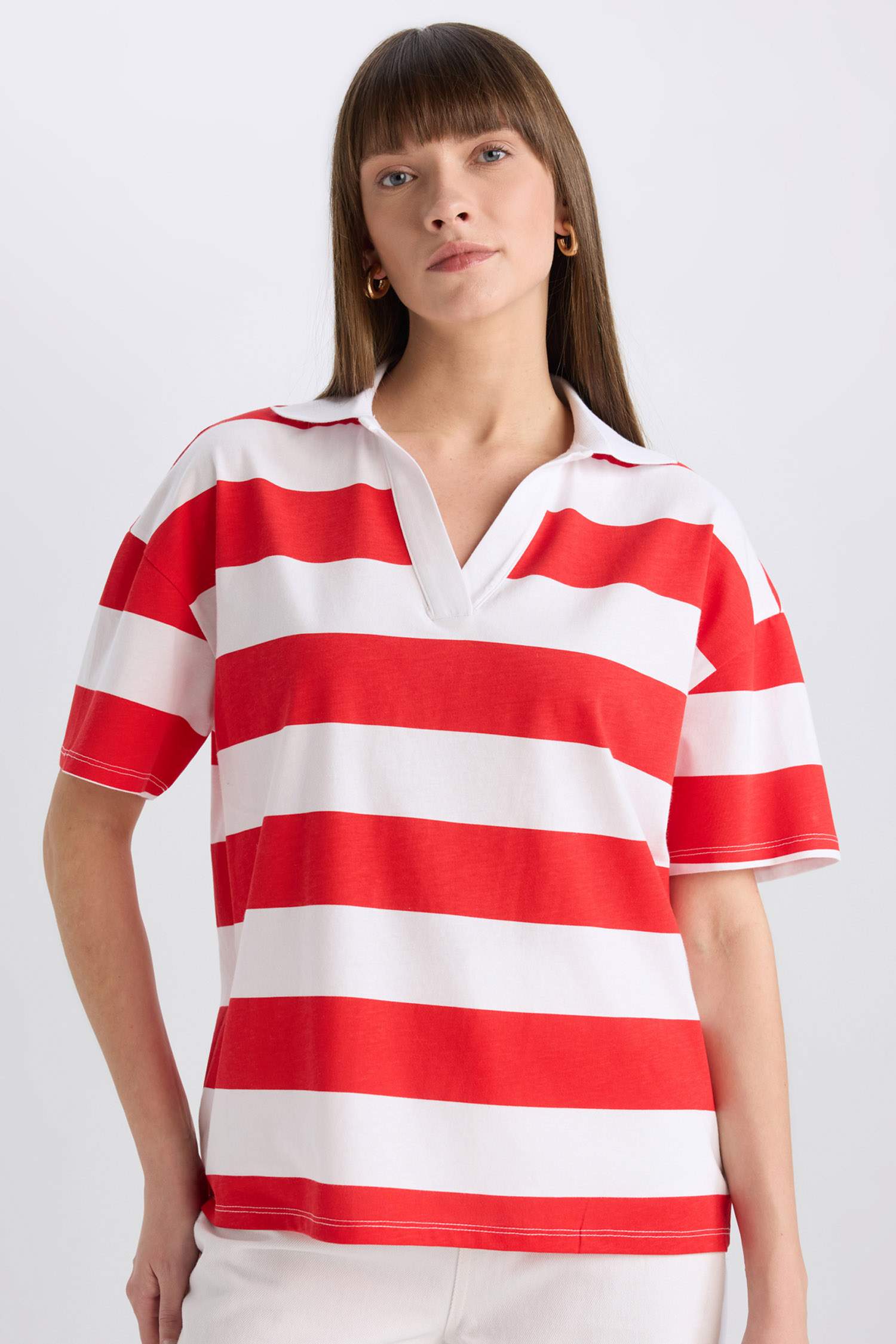 Relax Fit Striped Combed Cotton Short Sleeves Shirt