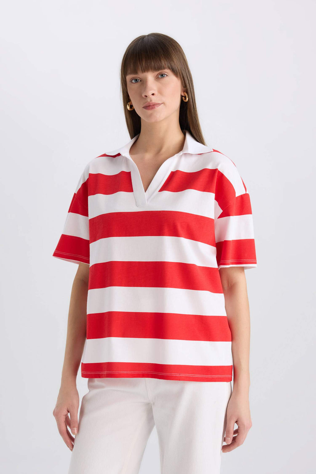 Relax Fit Striped Combed Cotton Short Sleeves Shirt