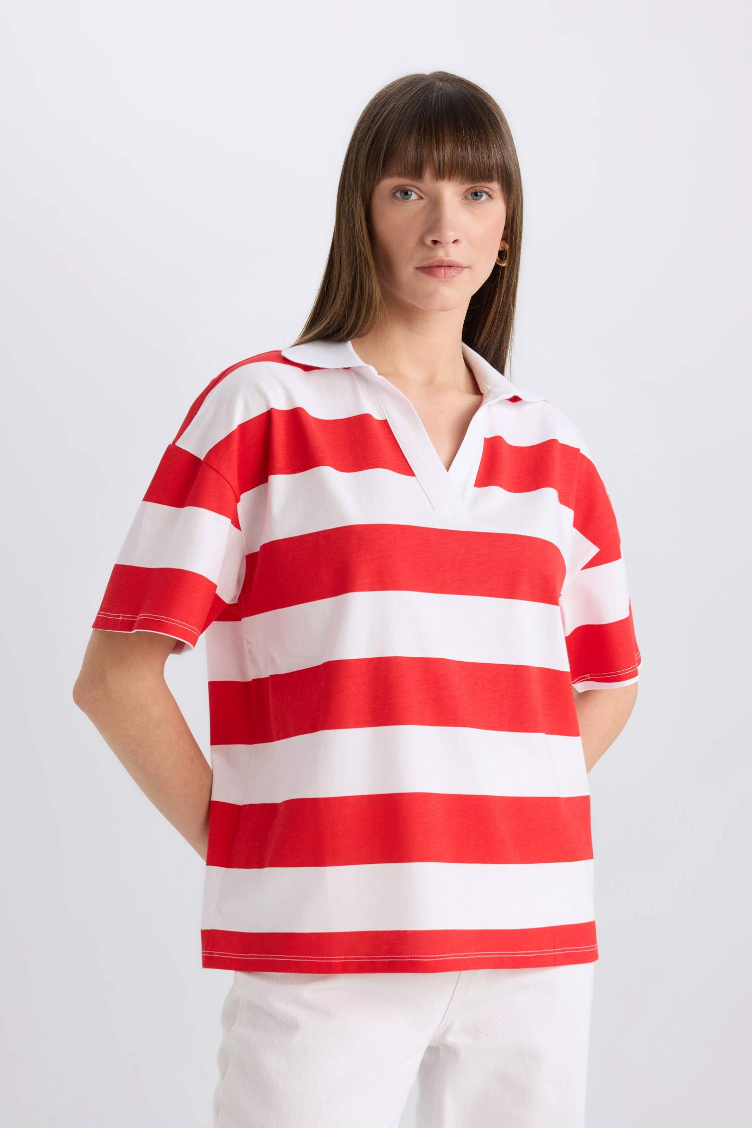 Relax Fit Striped Combed Cotton Short Sleeves Shirt