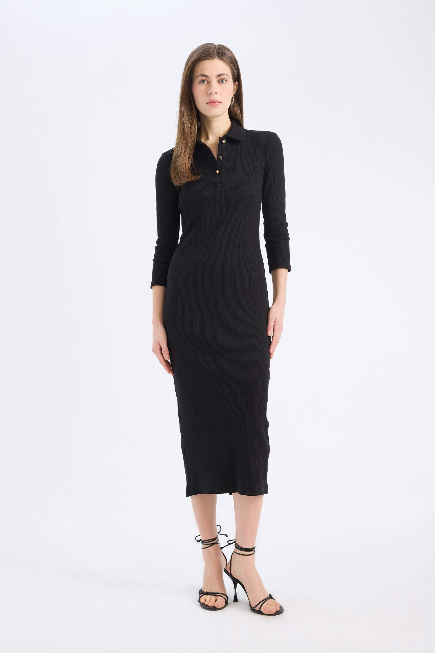 Bodycon Polo Collar Camisole Midi Dress