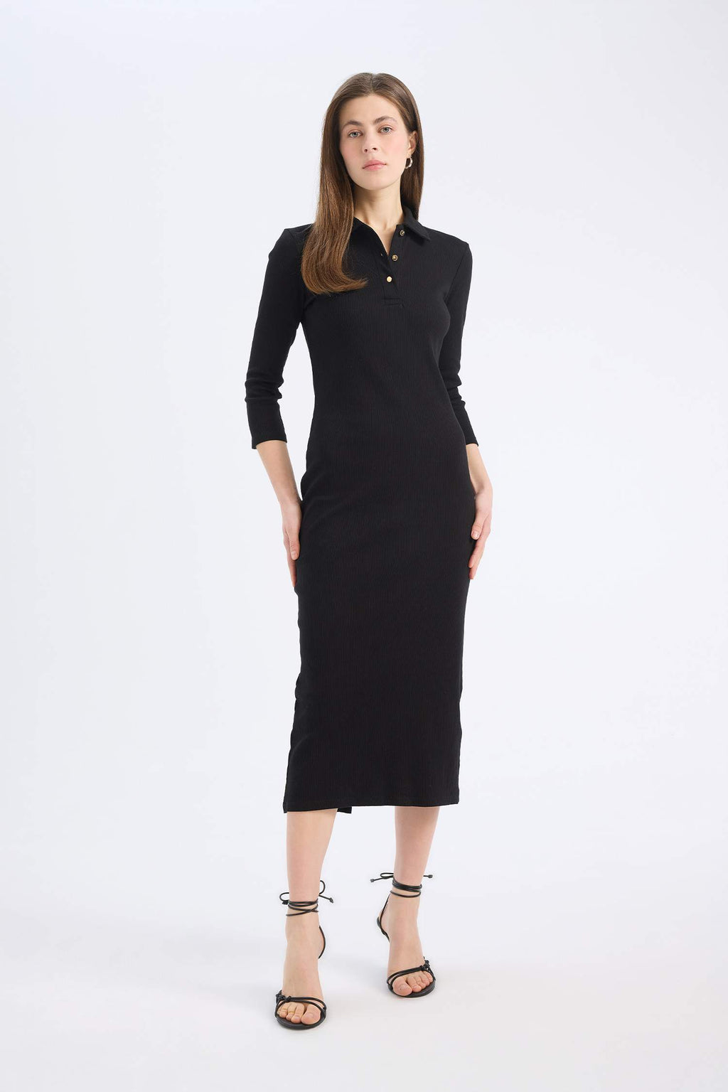 Bodycon Polo Collar Camisole Midi Dress