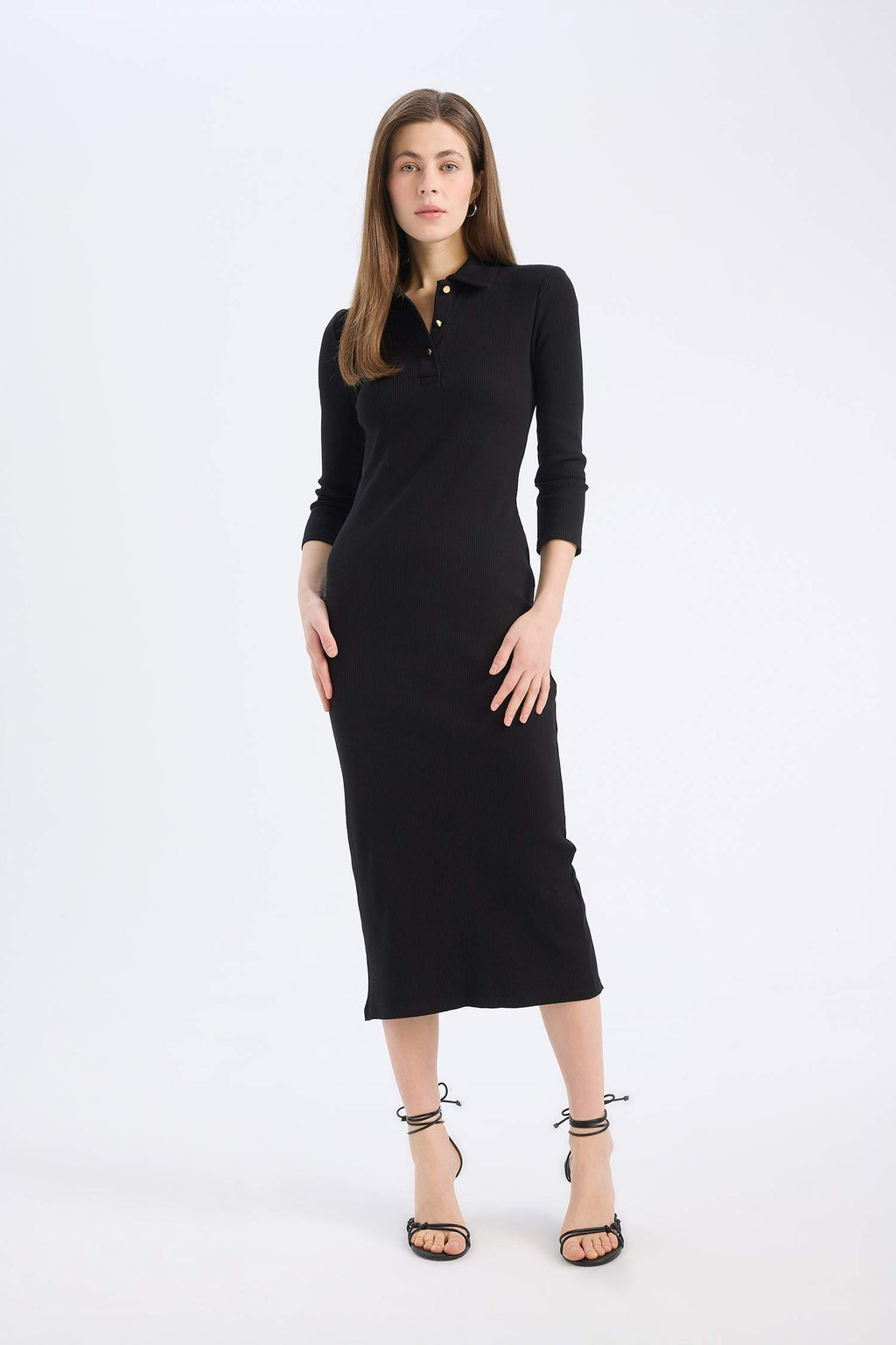 Bodycon Polo Collar Camisole Midi Dress