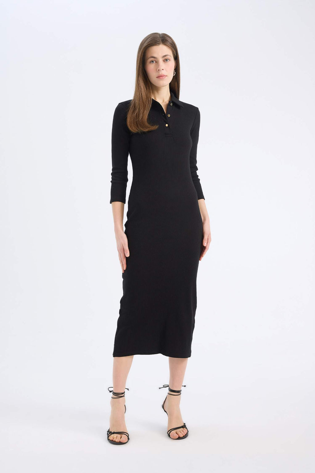 Bodycon Polo Collar Camisole Midi Dress