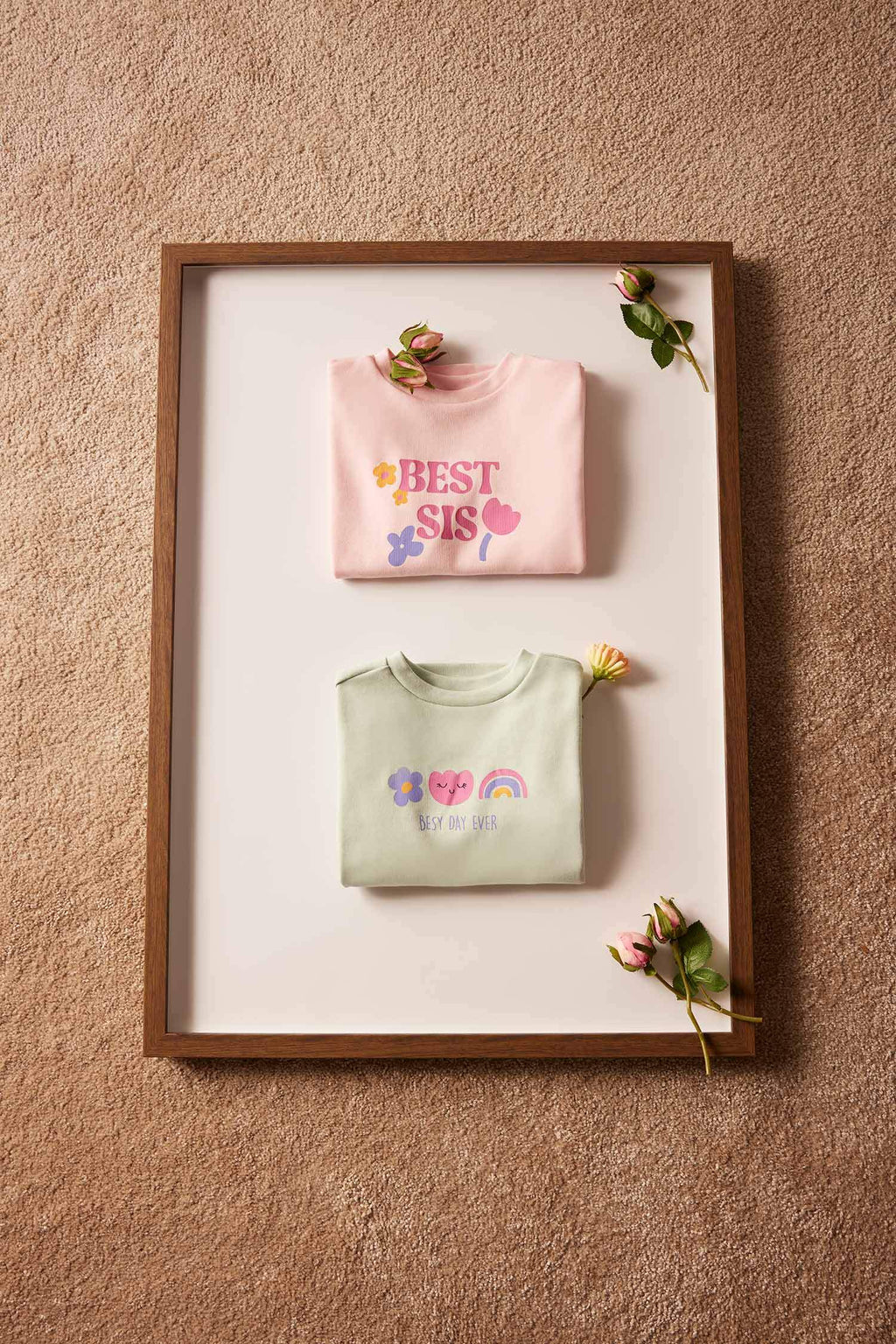Baby Girl Newborn Crew Neck Printed 2 Piece T-Shirt