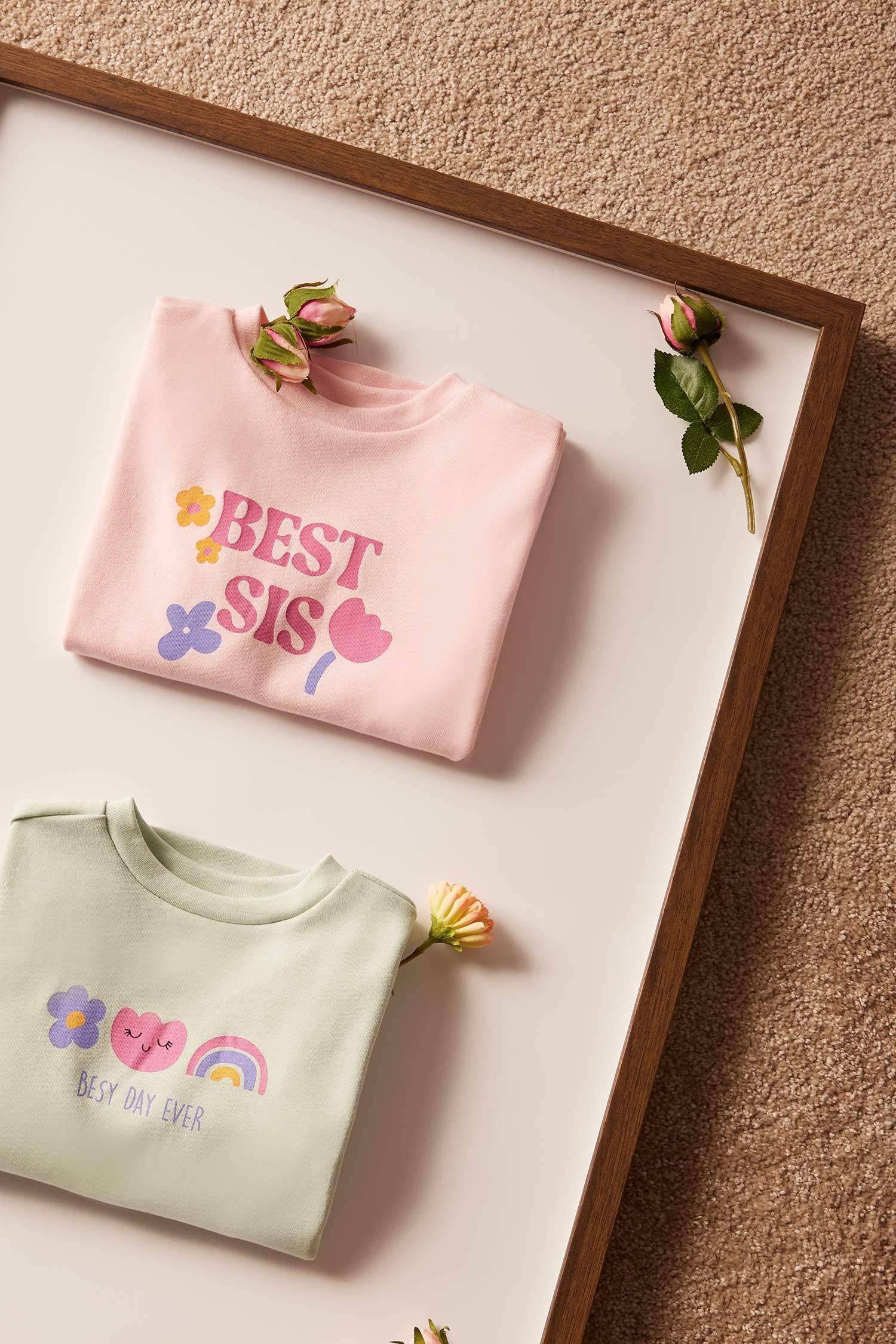 Baby Girl Newborn Crew Neck Printed 2 Piece T-Shirt