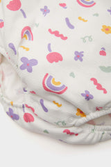 Baby Girl Newborn Crew Neck Rainbow Printed Waffle Snap Body