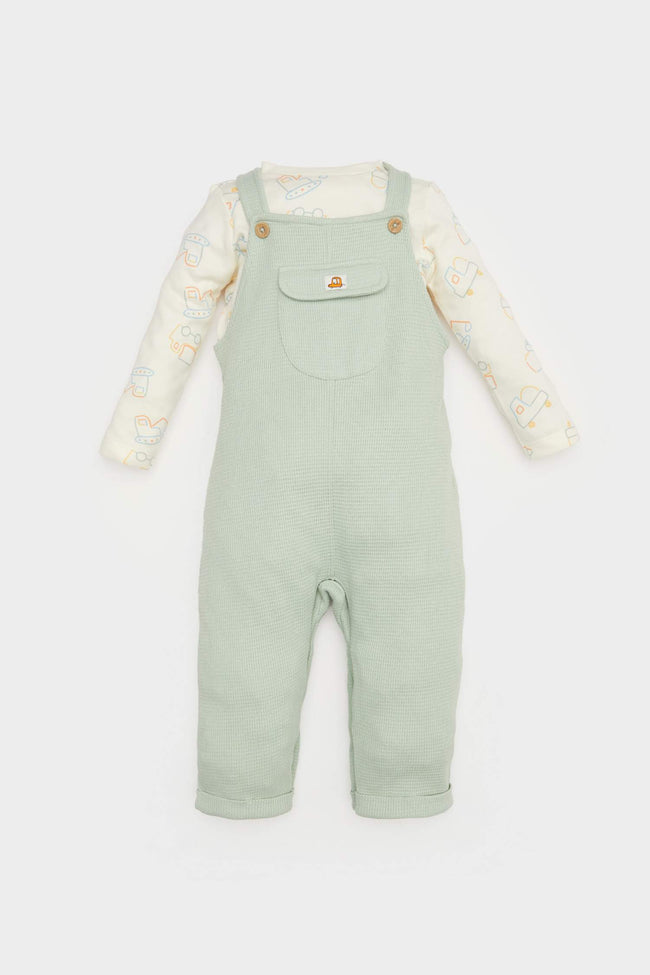 Baby Boy Vehicle Printed Waffle T-Shirt Jumpsuit 2 Piece Set Hover Image