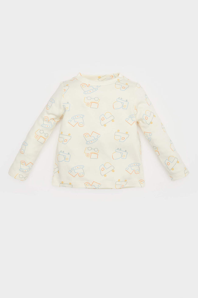 Baby Boy Vehicle Printed Waffle T-Shirt Jumpsuit 2 Piece Set Main Image