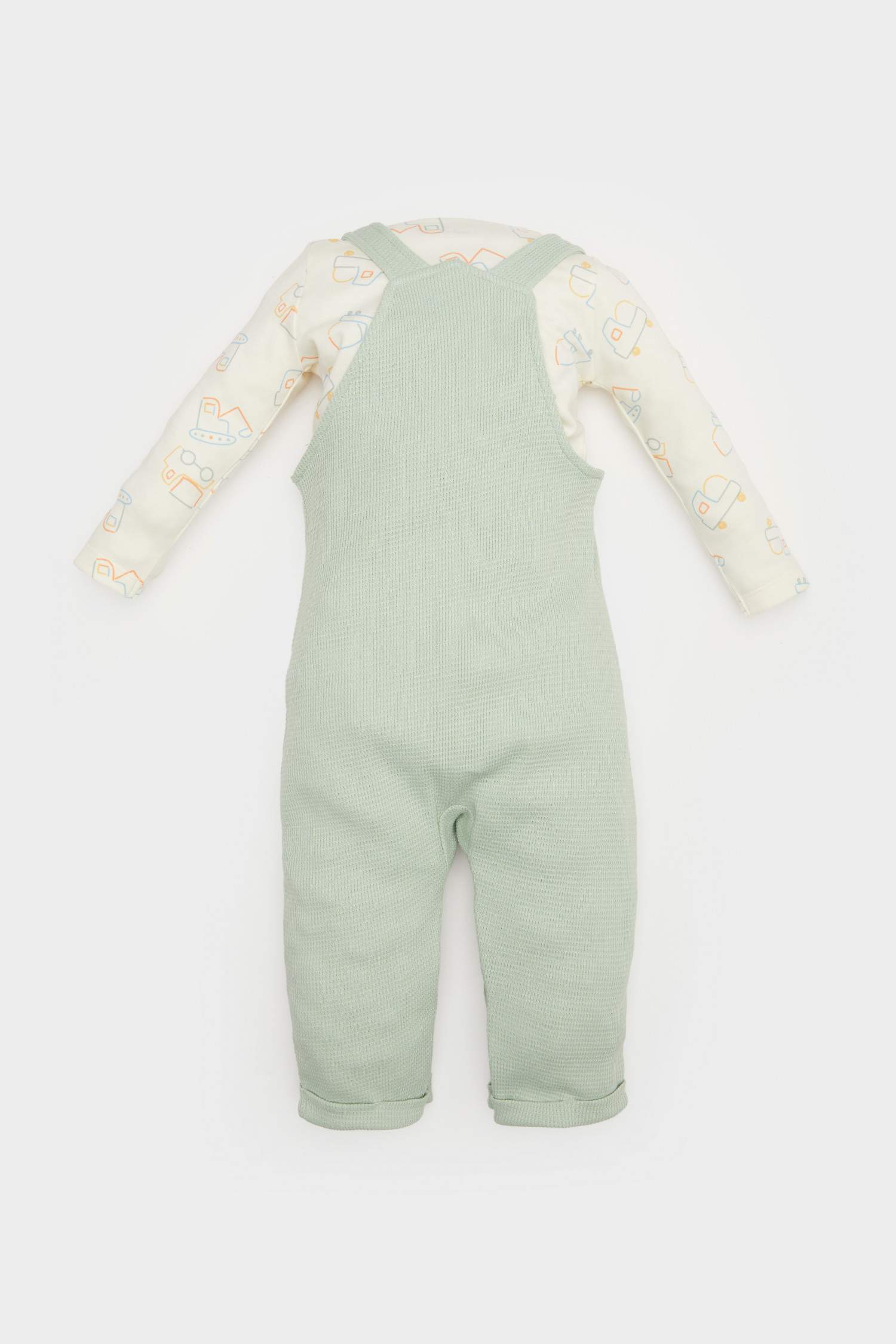 Baby Boy Vehicle Printed Waffle T-Shirt Jumpsuit 2 Piece Set