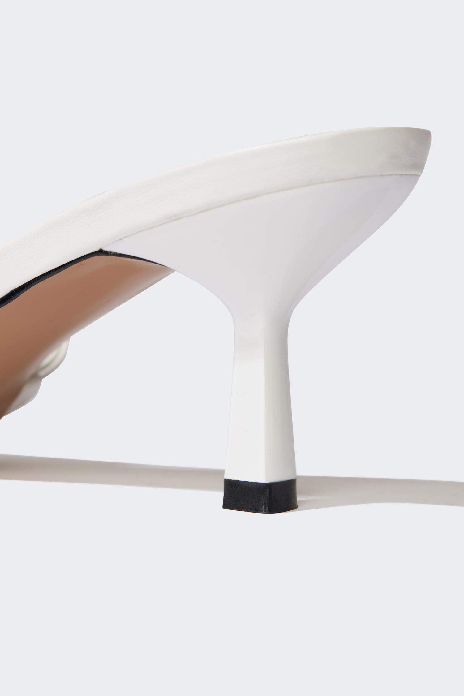 Woman Faux Leather Heeled Slippers