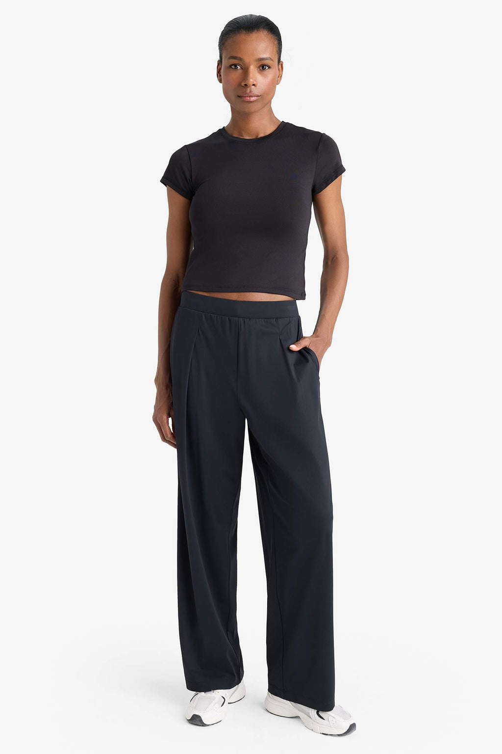 Straight Fit Wide Leg Trousers
