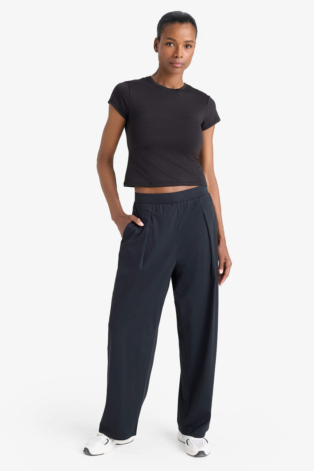 Straight Fit Wide Leg Trousers
