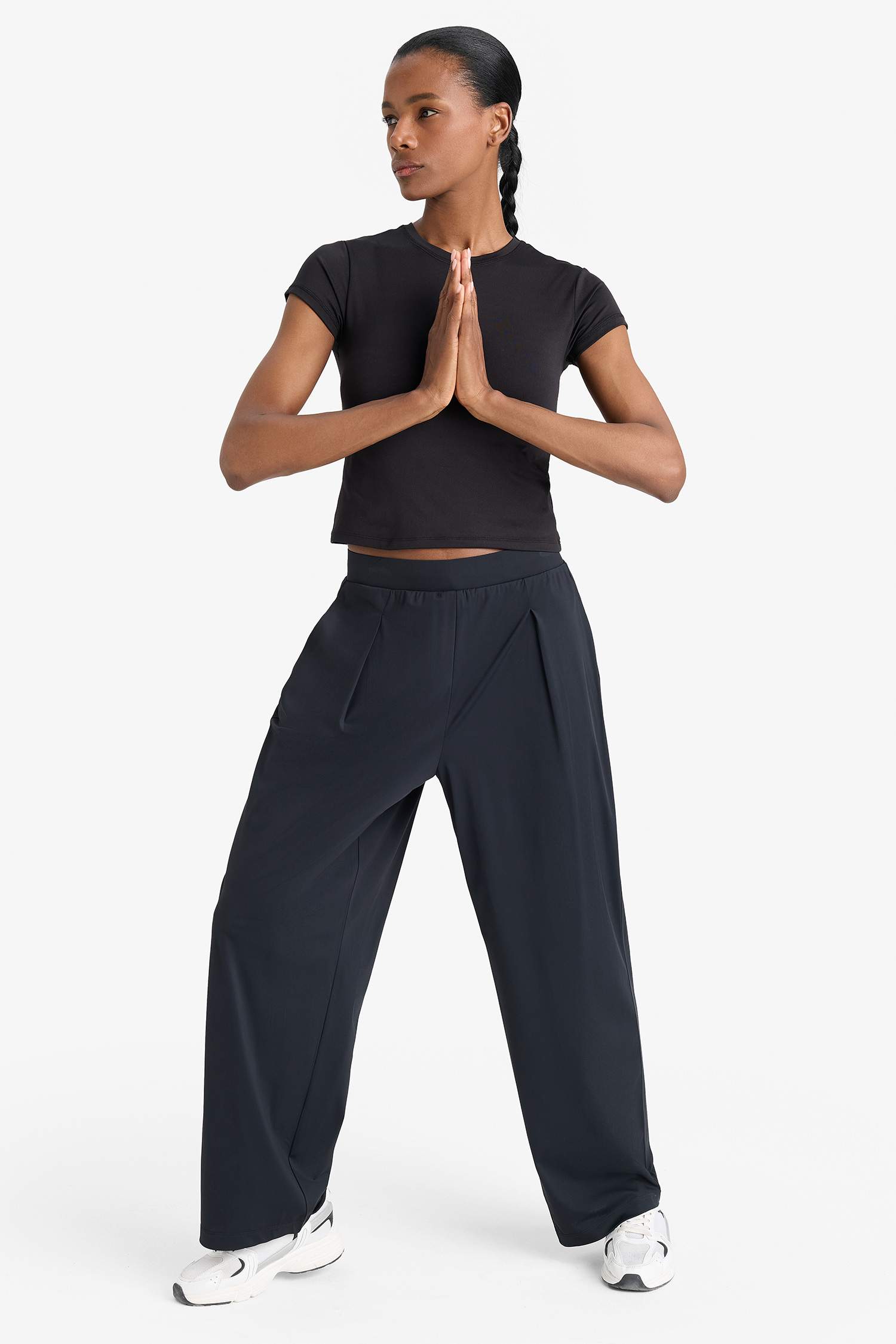 Straight Fit Wide Leg Trousers