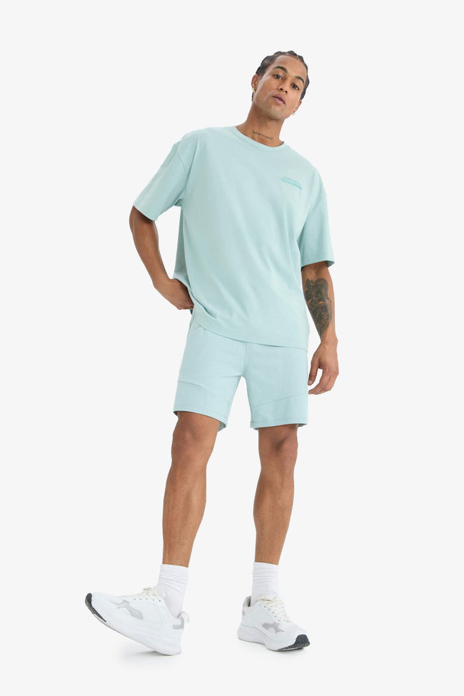 DeFactoFit Oversize Wide Mold Crew Neck Printed Sports Short Sleeve T-Shirt Main Image