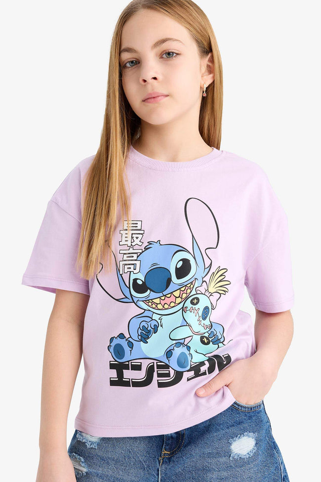 Girls Disney Lilo & Stitch Relax Fit Crew Neck Short Sleeve T-Shirt Hover Image