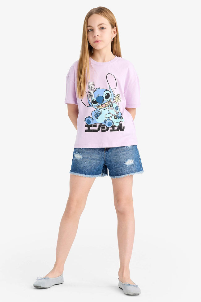 Girls Disney Lilo & Stitch Relax Fit Crew Neck Short Sleeve T-Shirt Main Image
