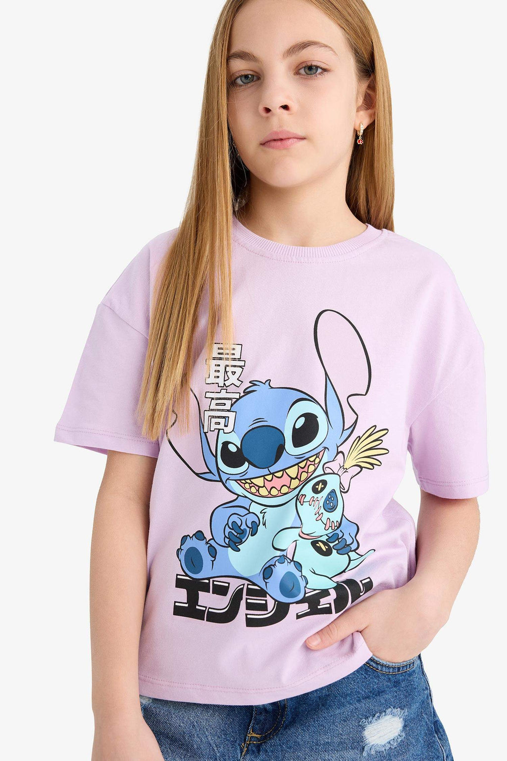 Girls Disney Lilo & Stitch Relax Fit Crew Neck Short Sleeve T-Shirt
