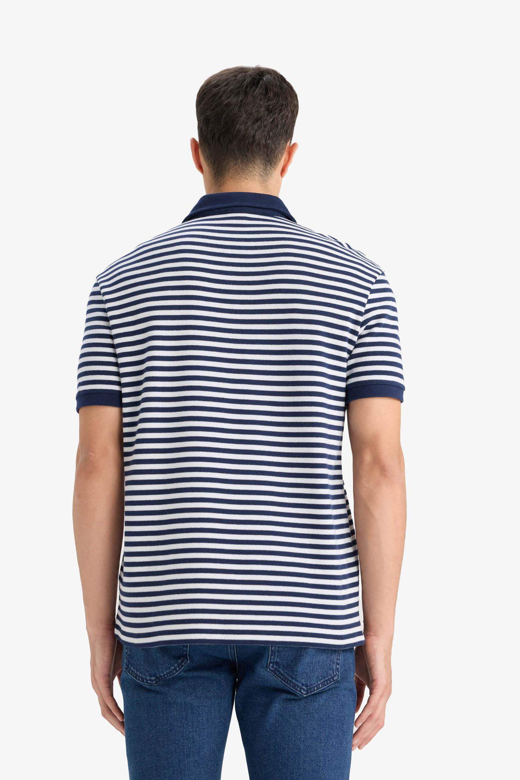 Regular Fit Polo Neck Short Sleeve Striped T-Shirt