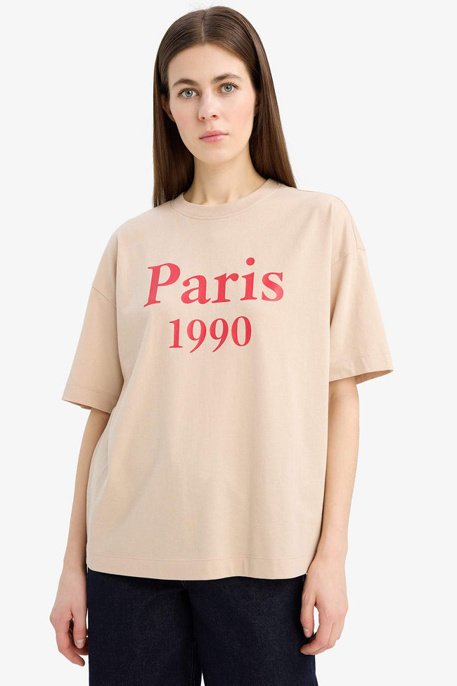 Oversize Fit Crew Neck Short Sleeve T-Shirt Hover Image