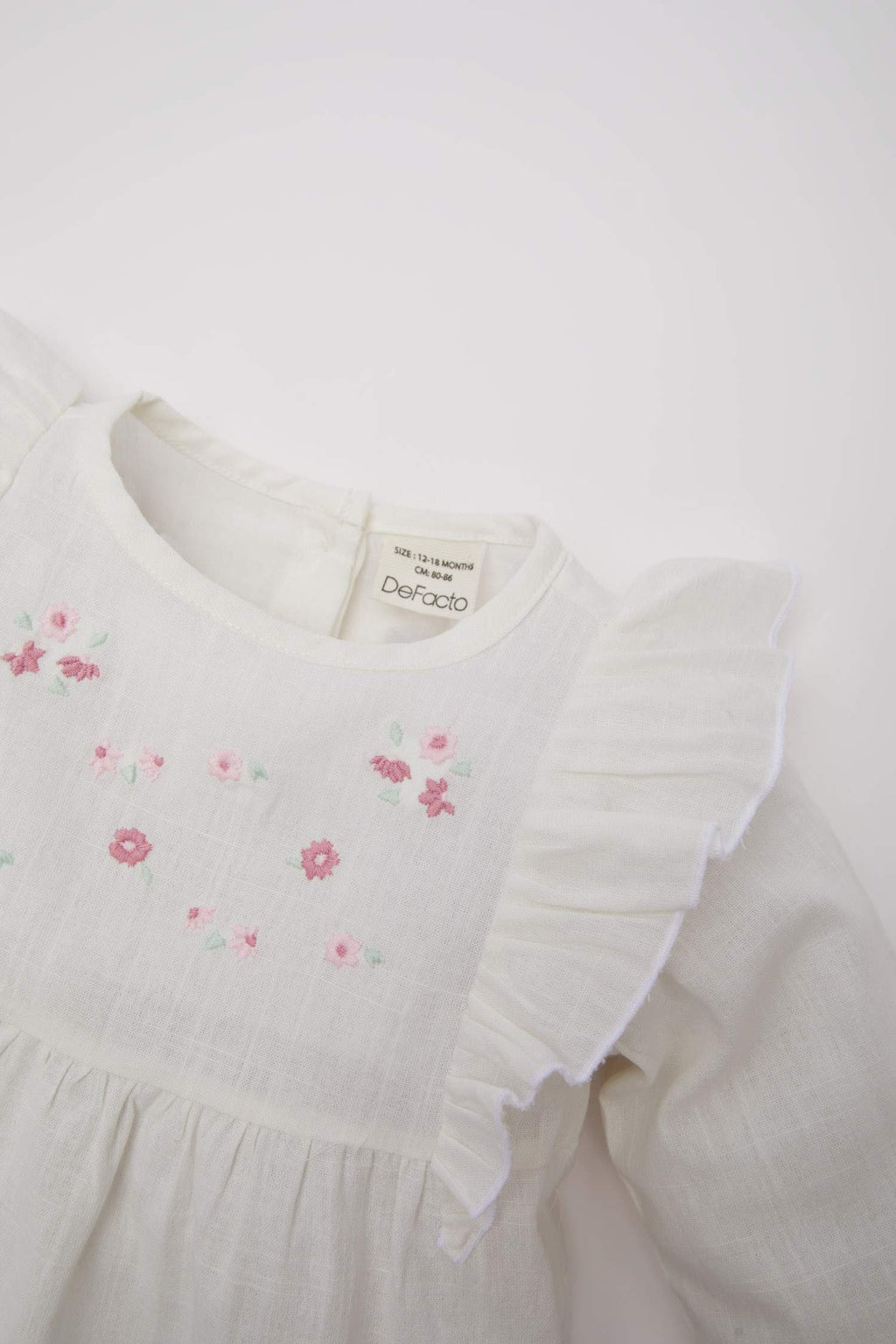 Girl Baby Crew Neck Floral Flam Poplin Shirt