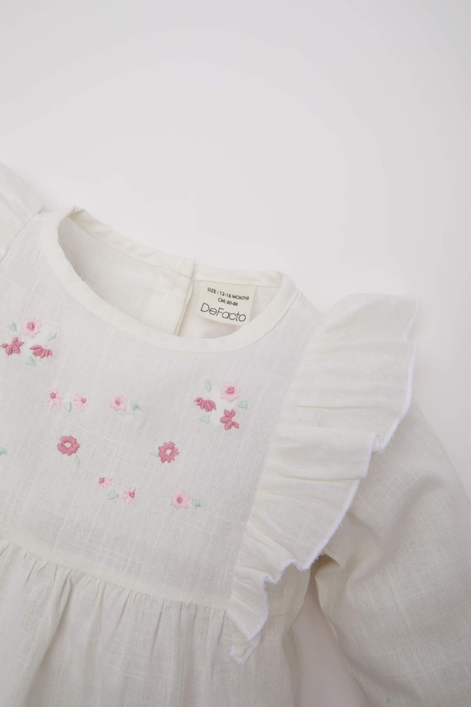 Girl Baby Crew Neck Floral Flam Poplin Shirt