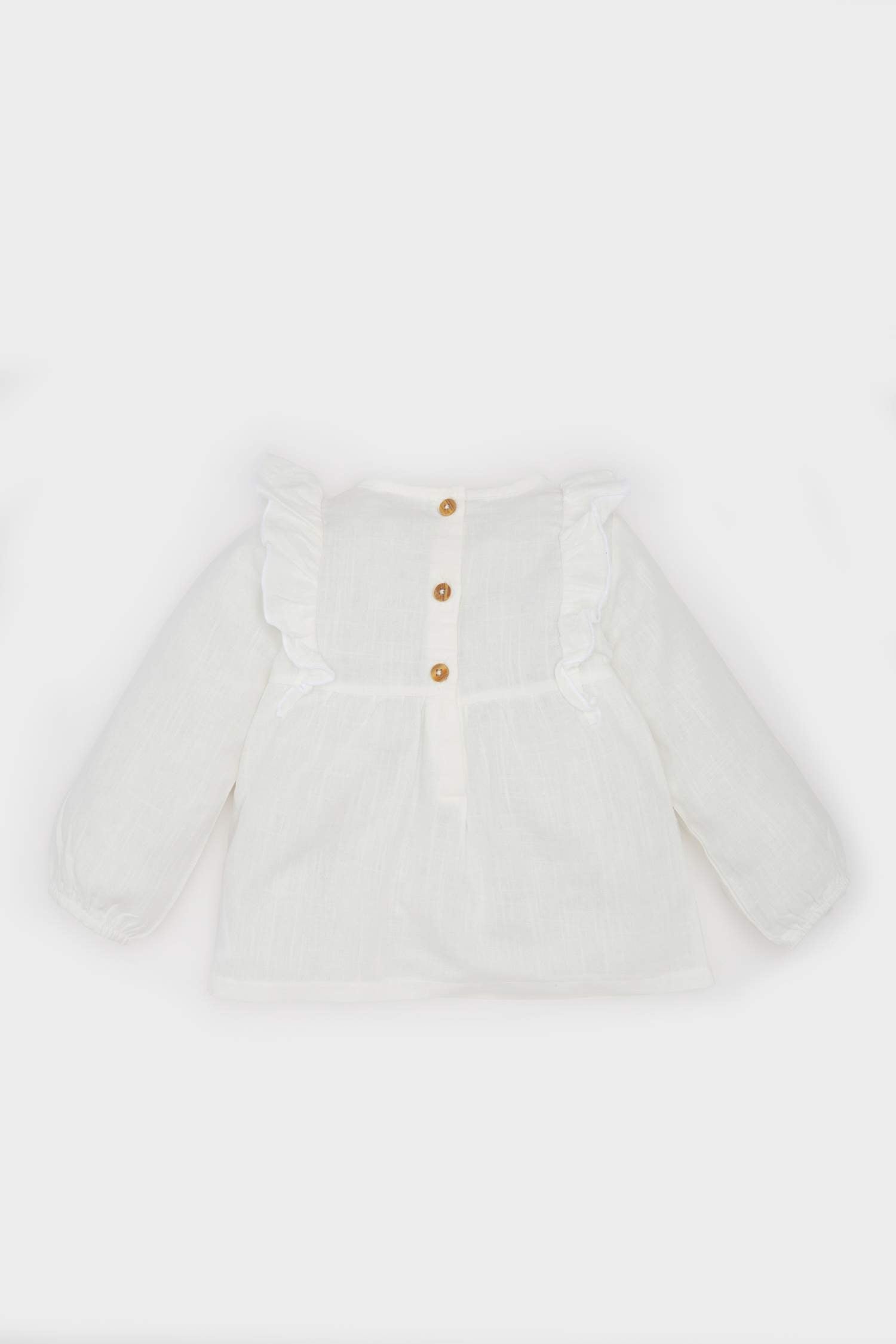 Girl Baby Crew Neck Floral Flam Poplin Shirt