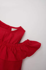Girl Baby Bicycle Collar Flamed Poplin Short Sleeve Blouse