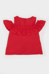Girl Baby Bicycle Collar Flamed Poplin Short Sleeve Blouse