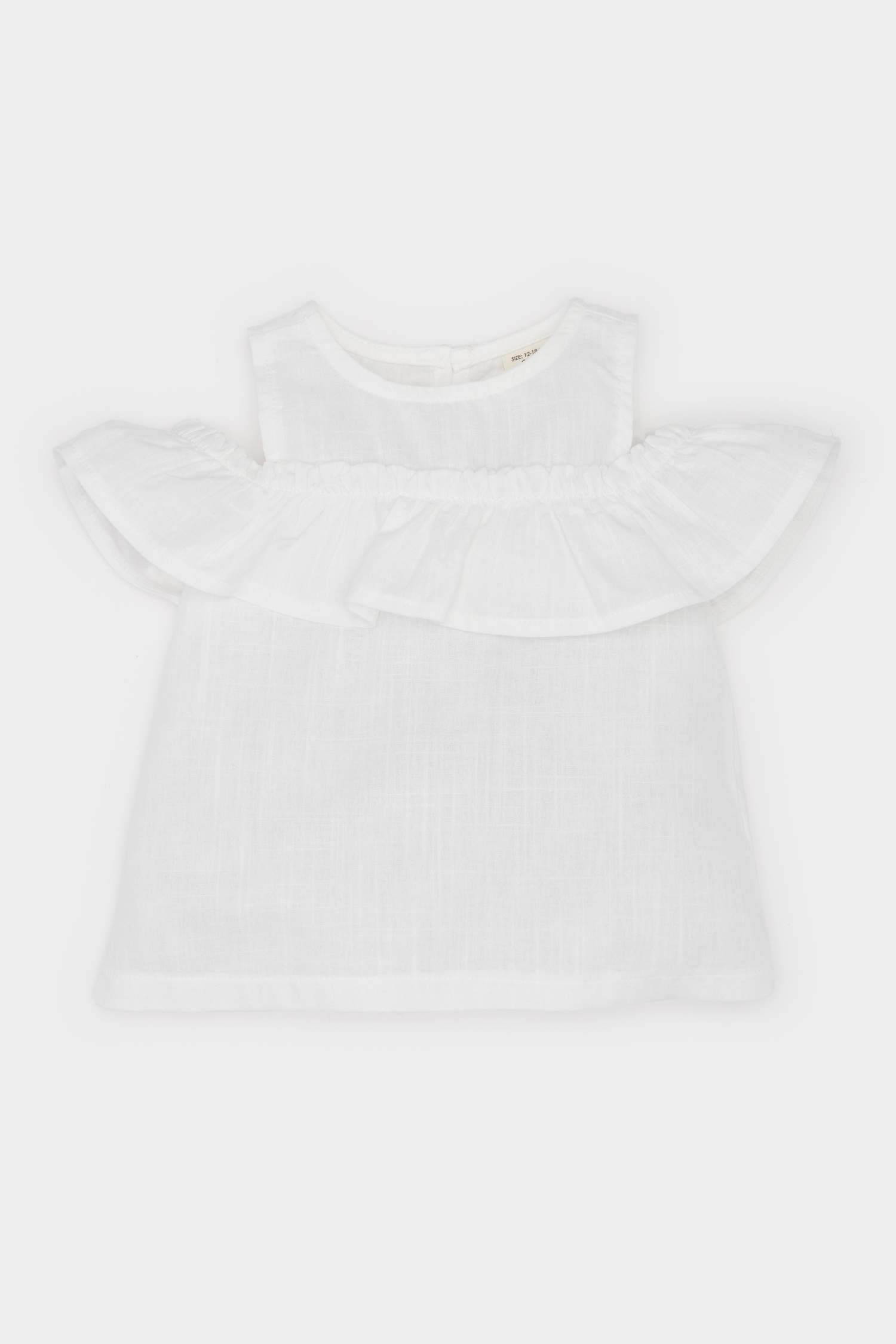Girl Baby Bicycle Collar Flamed Poplin Short Sleeve Blouse