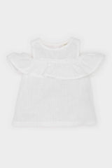 Girl Baby Bicycle Collar Flamed Poplin Short Sleeve Blouse