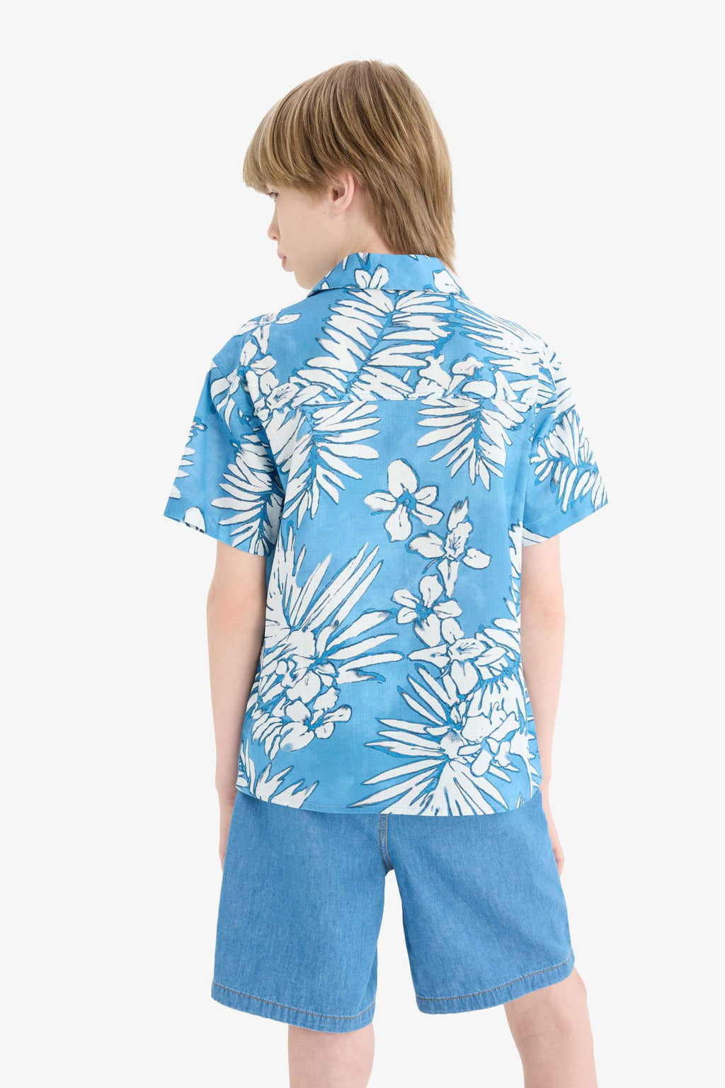 Boy Oversize Fit Polo Neck Patterned Shirt