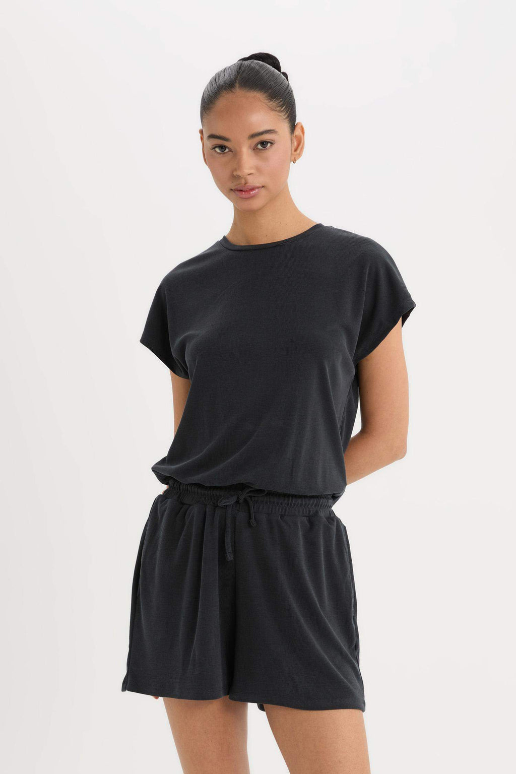 DeFactoFit Standard Fit Crew Neck Basic Sports Jumpsuit