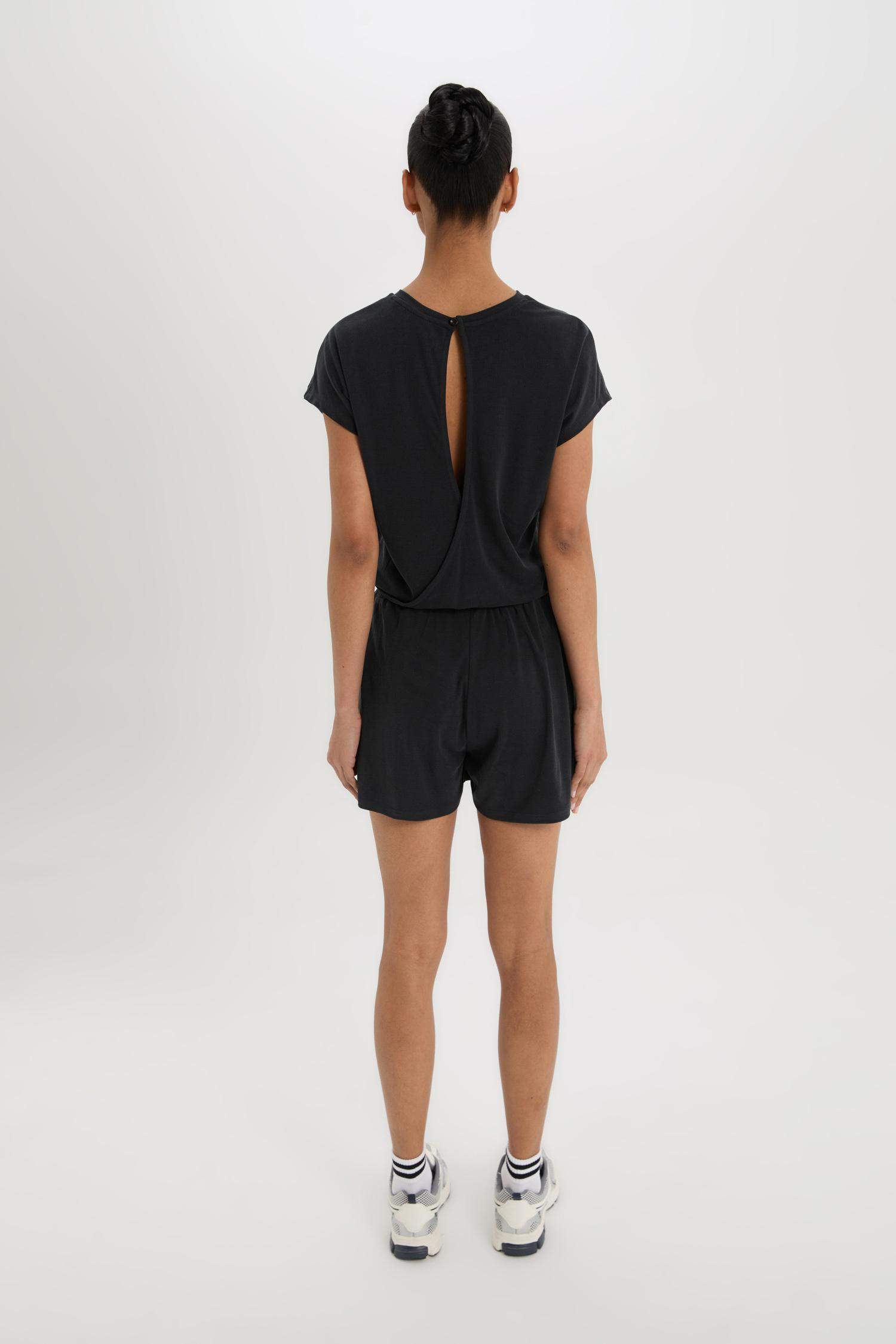 DeFactoFit Standard Fit Crew Neck Basic Sports Jumpsuit