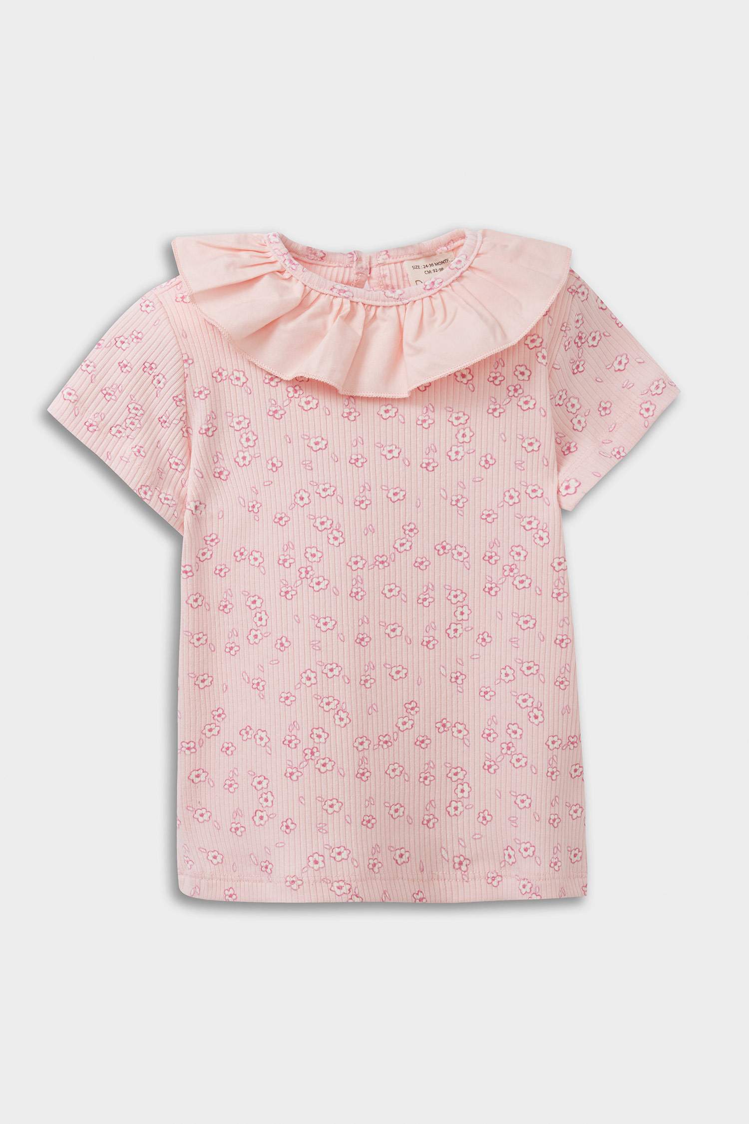 Baby Girl Floral Ribbed Camisole Short Sleeve T-Shirt