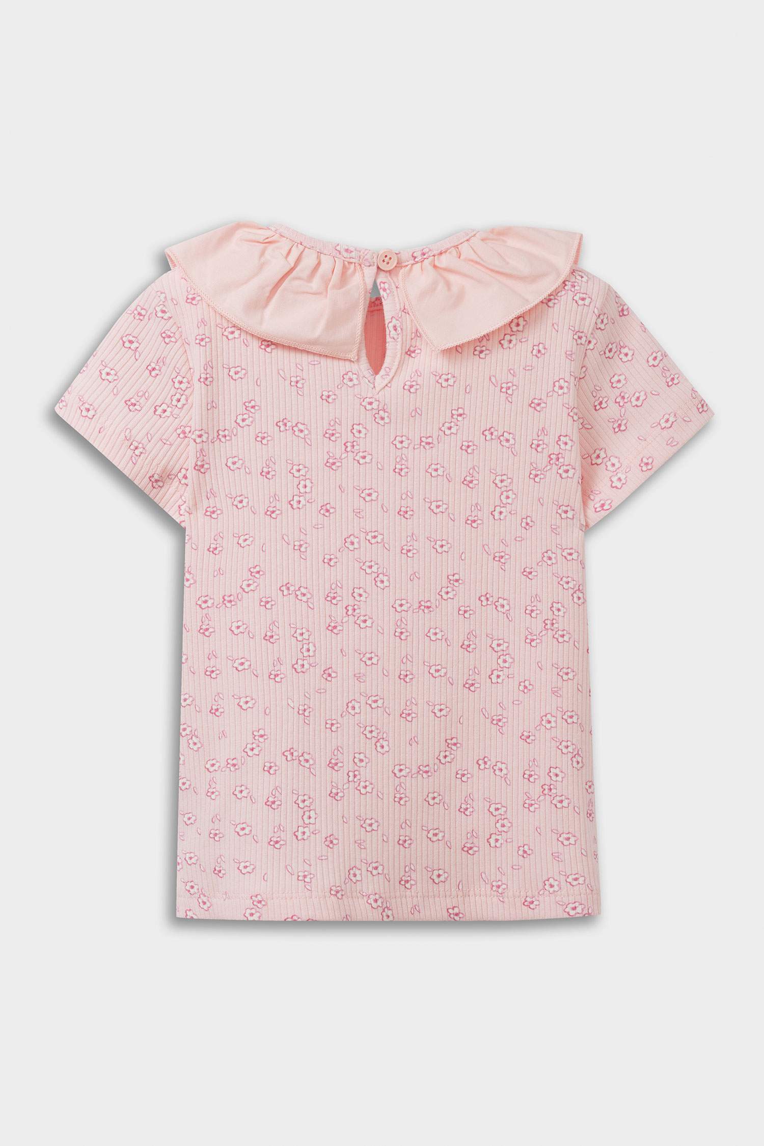 Baby Girl Floral Ribbed Camisole Short Sleeve T-Shirt