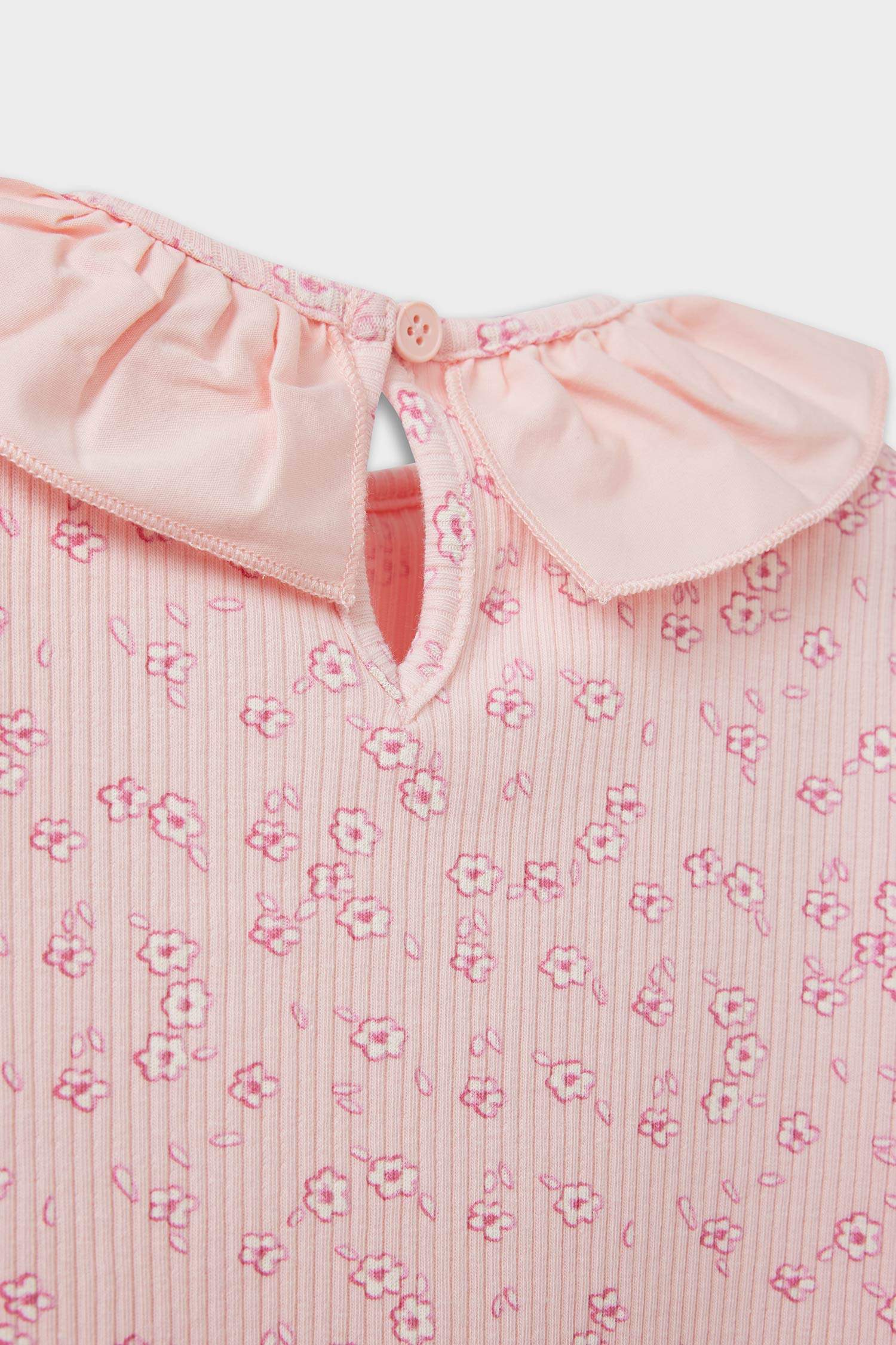 Baby Girl Floral Ribbed Camisole Short Sleeve T-Shirt