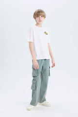 Boys Batman Crew Neck Back Printed Short Sleeve T-Shirt