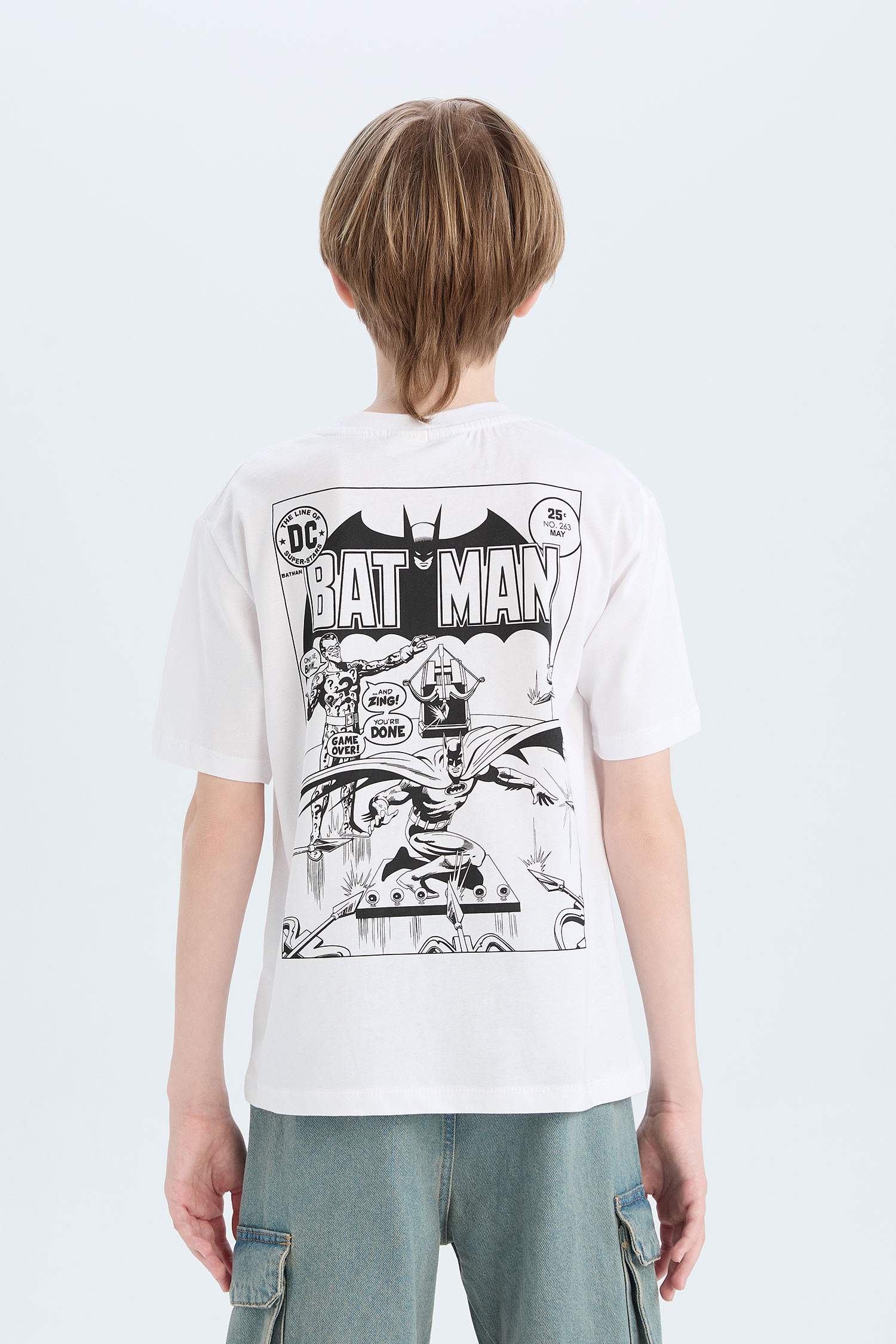 Boys Batman Crew Neck Back Printed Short Sleeve T-Shirt