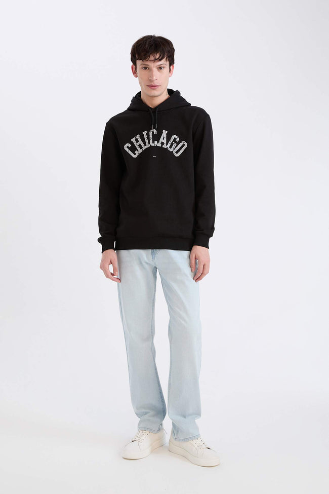 Regular Fit Hooded Printed Sweatshirt Main Image