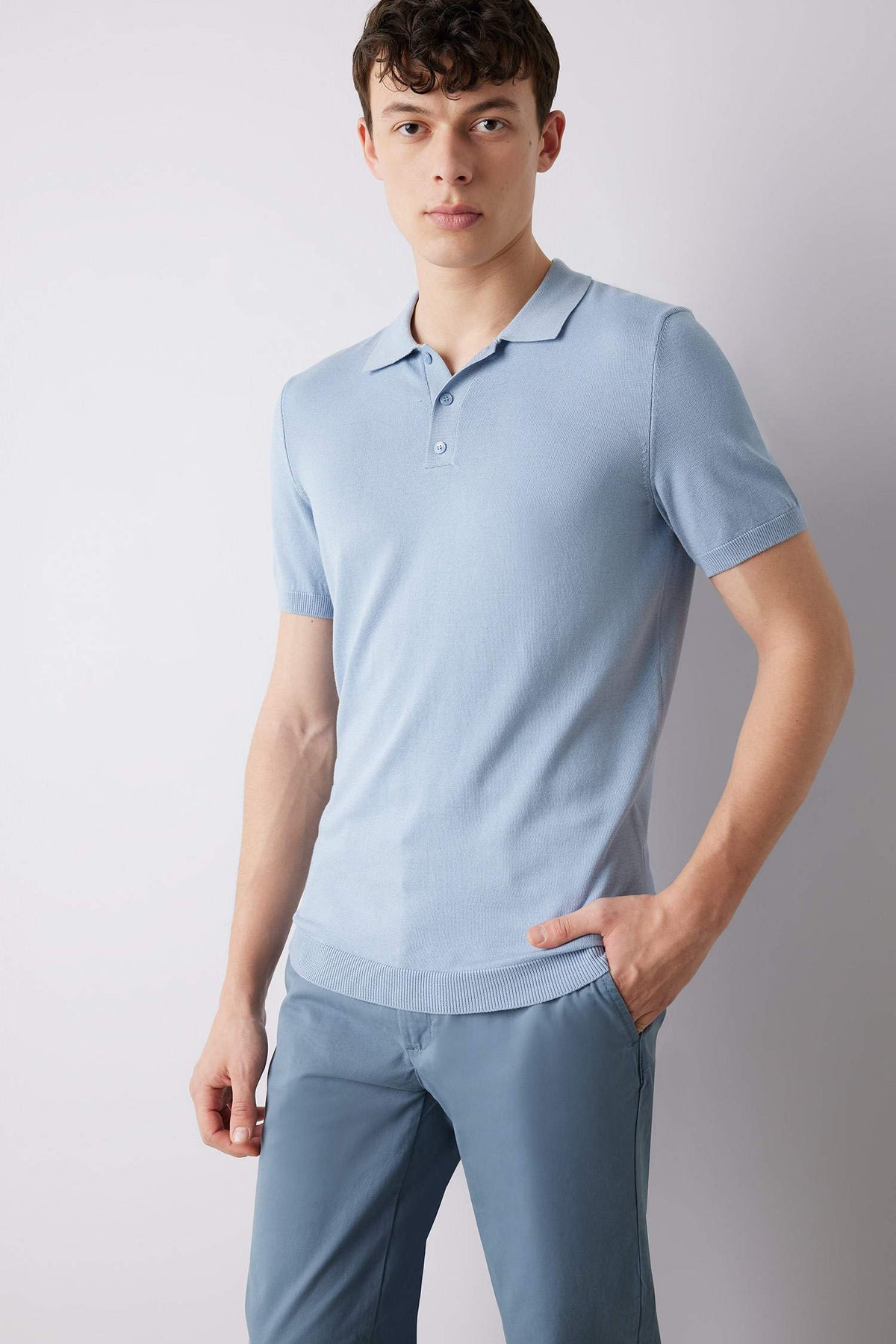 Standard Fit Short Sleeve Knitwear Polo T-Shirt