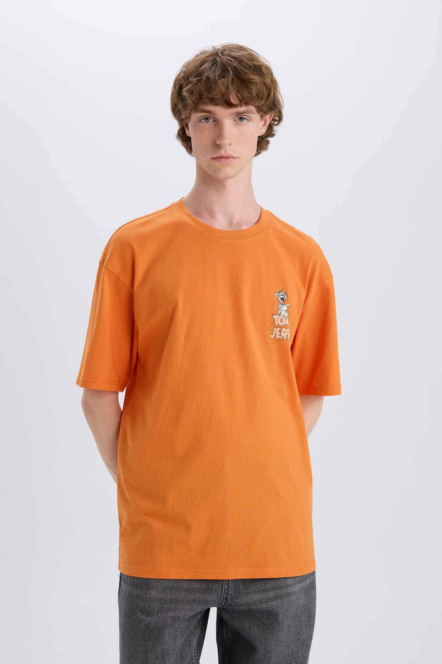 100% Cotton Tom & Jerry Boxy Fit Crew Neck Back Printed Short Sleeve T-Shirt