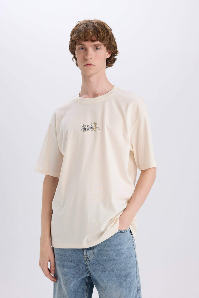 100% Cotton Rick and Morty Boxy Fit Crew Neck Back Printed Short Sleeve T-Shirt Main Image