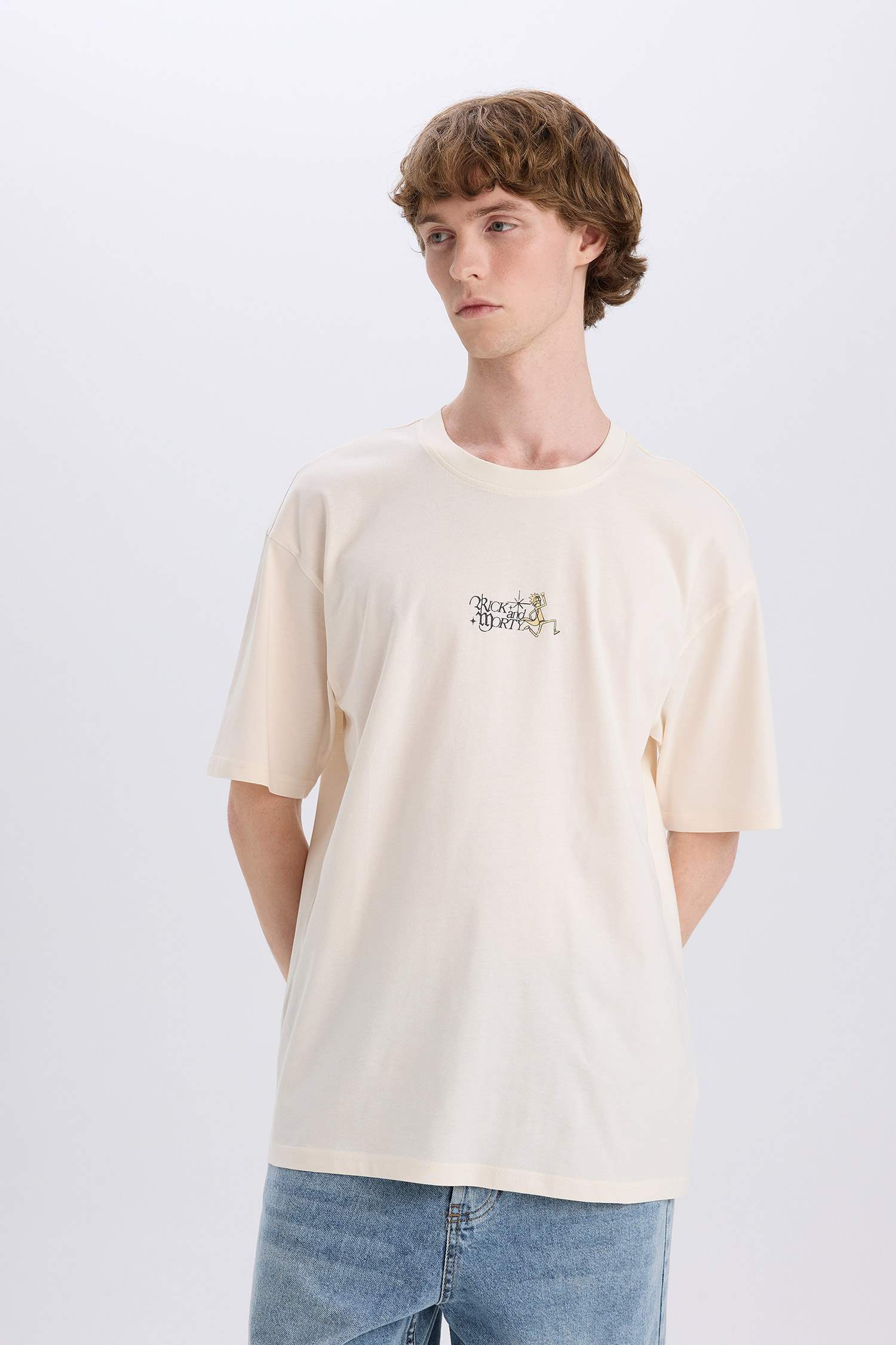 100% Cotton Rick and Morty Boxy Fit Crew Neck Back Printed Short Sleeve T-Shirt