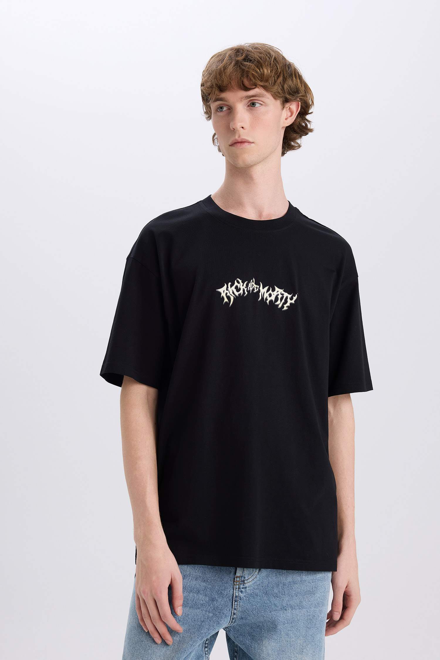 100% Cotton Rick and Morty Boxy Fit Crew Neck Back Printed Short Sleeve T-Shirt