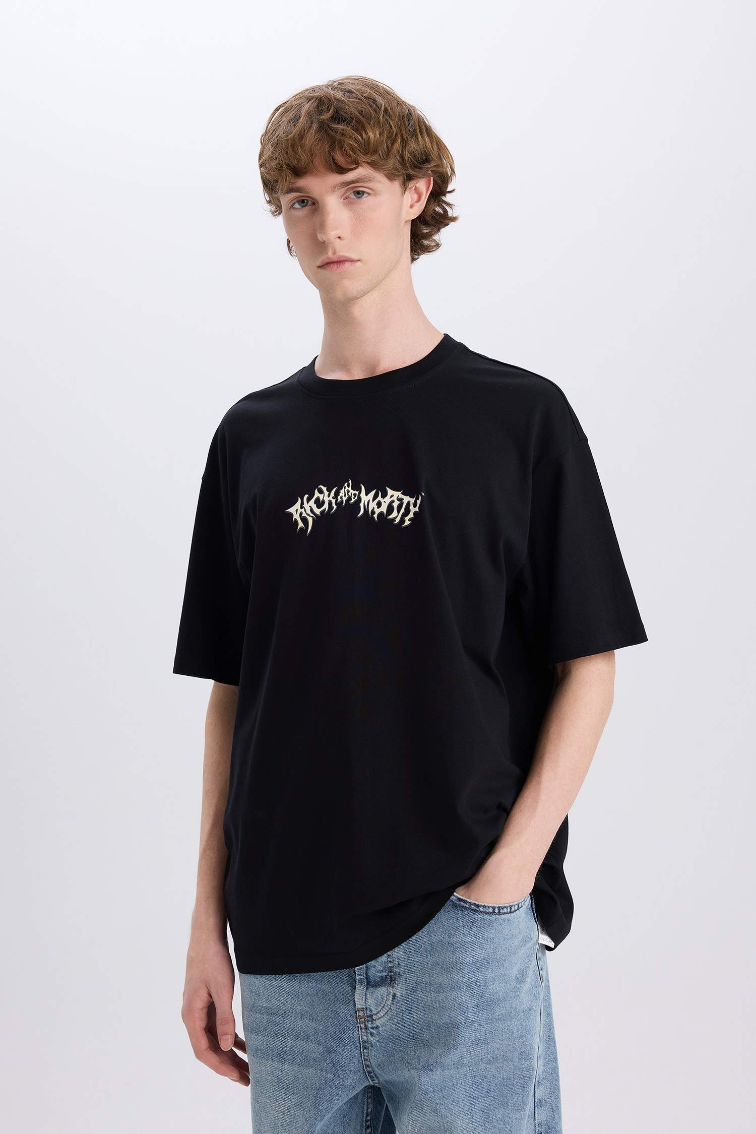 100% Cotton Rick and Morty Boxy Fit Crew Neck Back Printed Short Sleeve T-Shirt