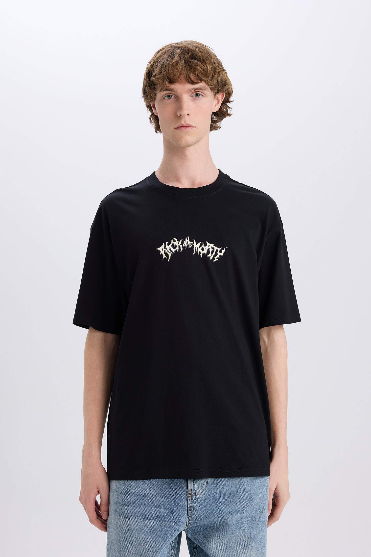 100% Cotton Rick and Morty Boxy Fit Crew Neck Back Printed Short Sleeve T-Shirt