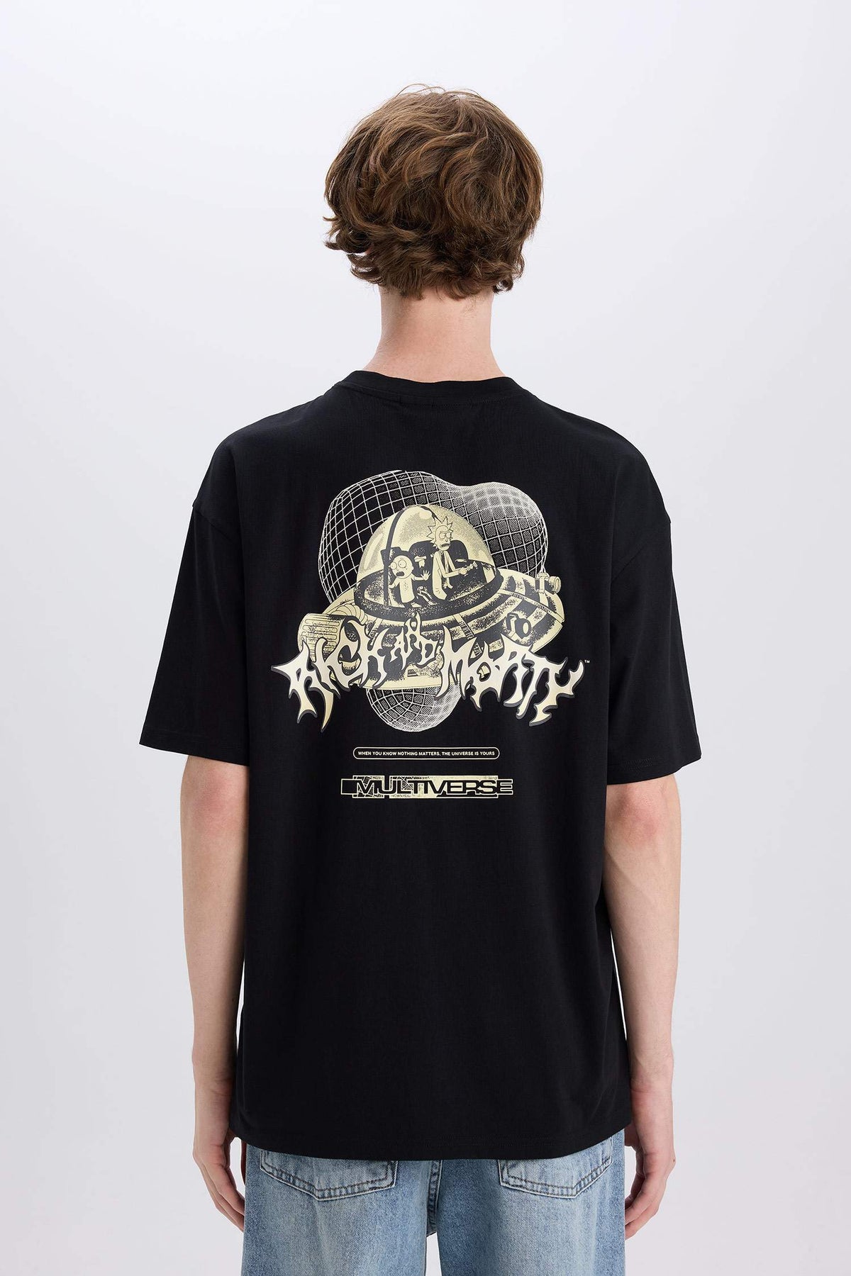 100% Cotton Rick and Morty Boxy Fit Crew Neck Back Printed Short Sleeve T-Shirt