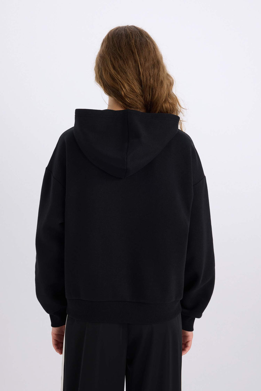 Loose Fit Hooded Printed Thick Sweatshirt