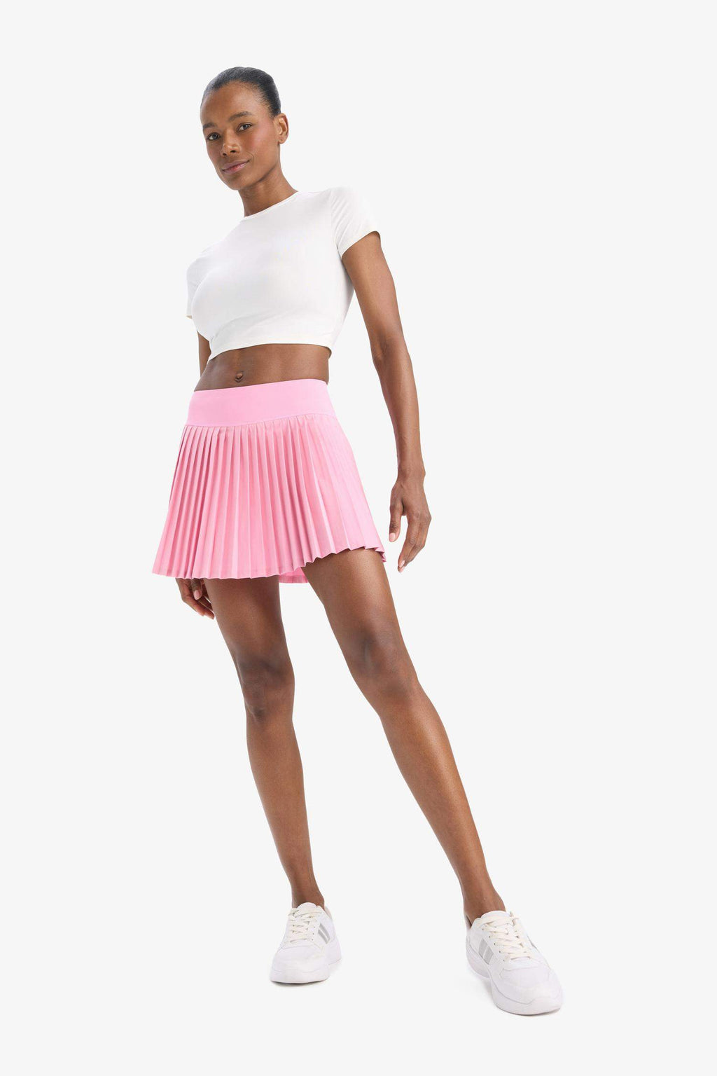 DeFactoFit Standard Fit Pleated Woven Skirt with Tights Inside