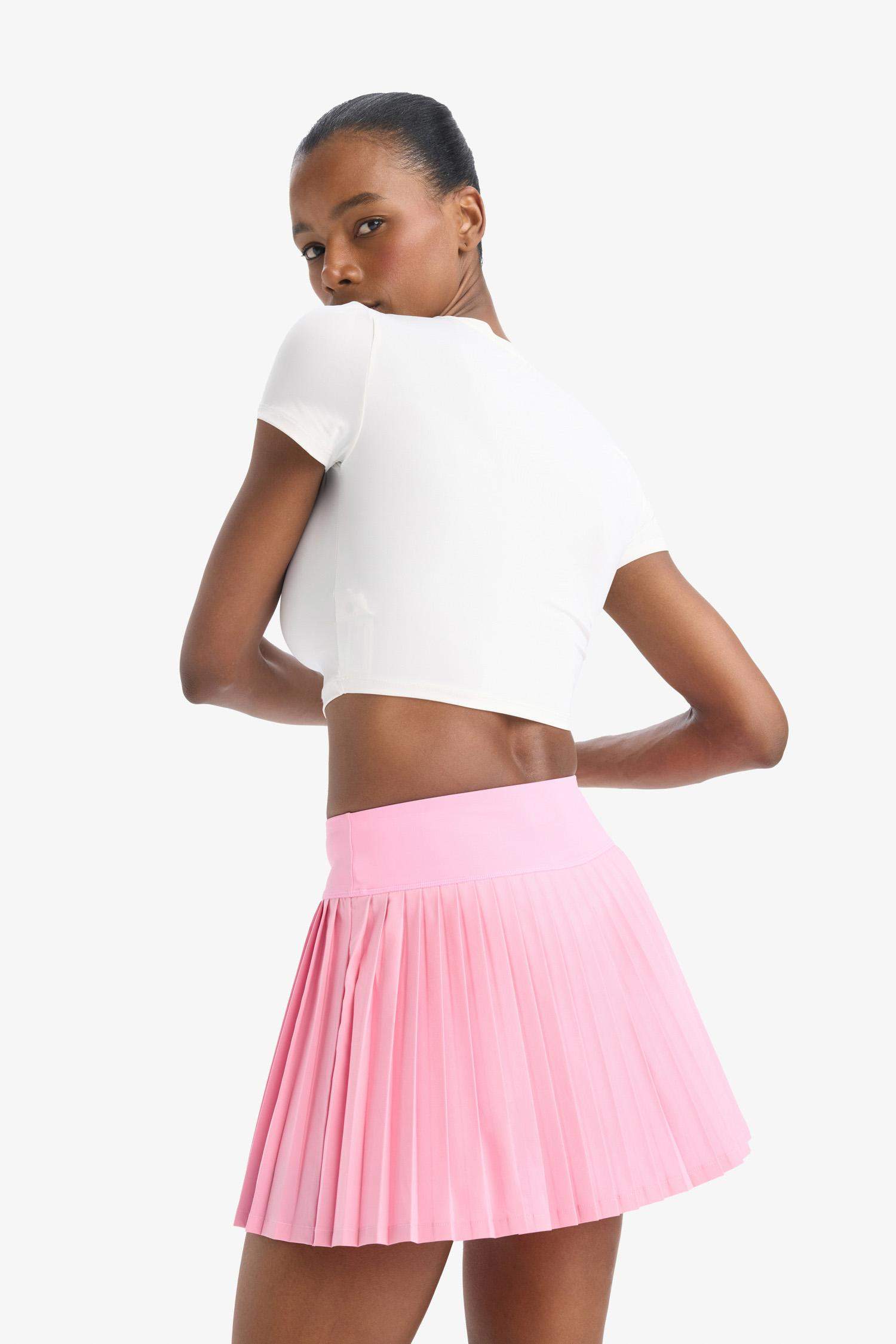DeFactoFit Standard Fit Pleated Woven Skirt with Tights Inside